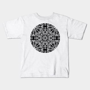 Black & White Folk Art Pattern Kids T-Shirt